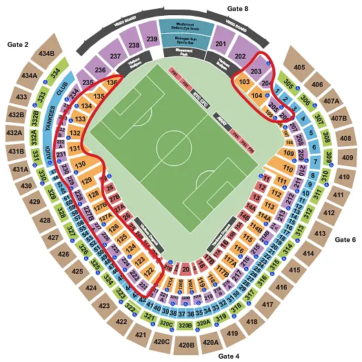 Tickets para el New York City FC - Plano del Yankee Stadium 