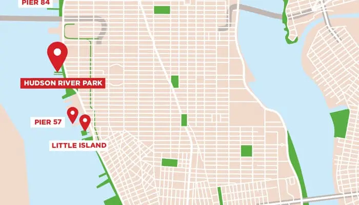 Alquiler de bicis con picnic en Nueva York - Ubicaciones