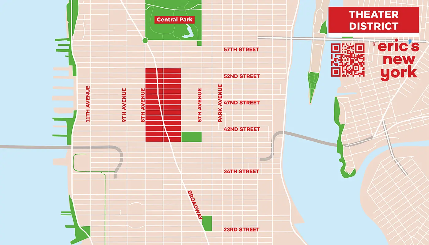 Theater District en Nueva York - Mapa Gratuito