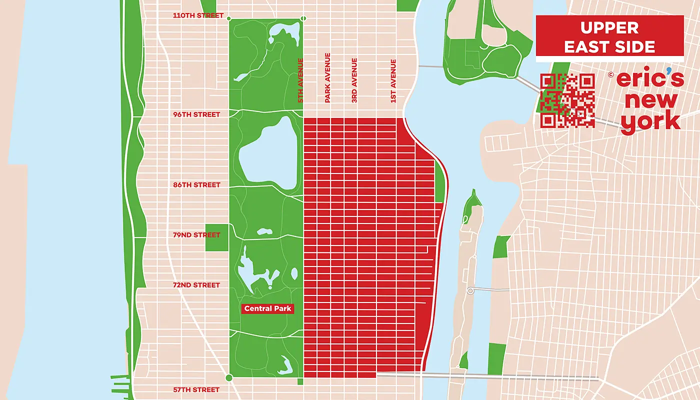 Upper East Side en Nueva York - Mapa Gratuito